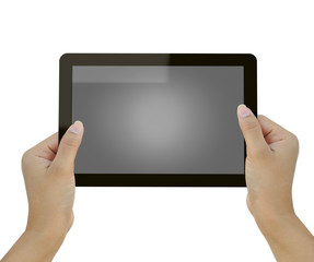 Hand holding tablet computer