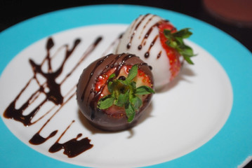 Milk and white chocolate strawberries