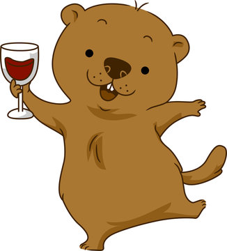 brown bear holding wine glass clip art preview