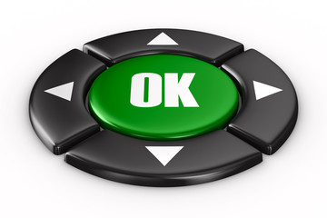 button ok on white background. Isolated 3D image