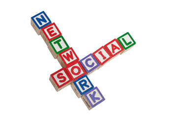 Toy blocks forming the words Social Network isolated