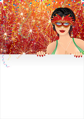 Carnival Girl with Empty Sign