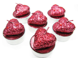pink aroma spa candles set heart shape