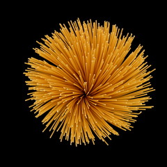 Spaghetti on isolated black background