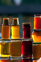 Jars with herbal honey