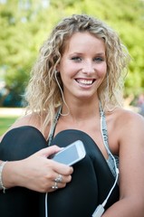 Listening music - woman portrait