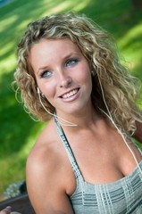 Listening music - woman portrait