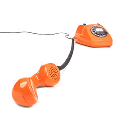 classic dial phone on white background