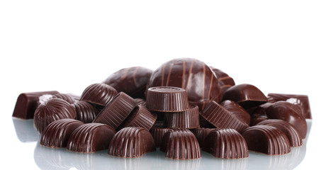 Many different chocolate candy isolated on white