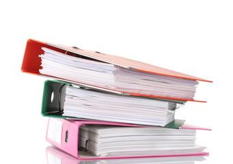 Office folders isolated on white.