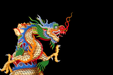 Fototapeta premium chinese dragon isolated on black