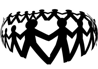 People holding hands illustration.