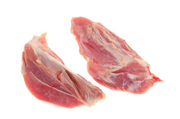 Two Cut Of Lean Pork Isolated On White Background