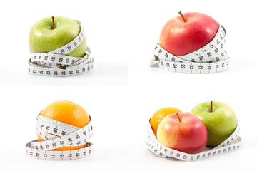 Fruits with measure tape