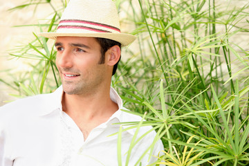 Man surrounded by tall grass