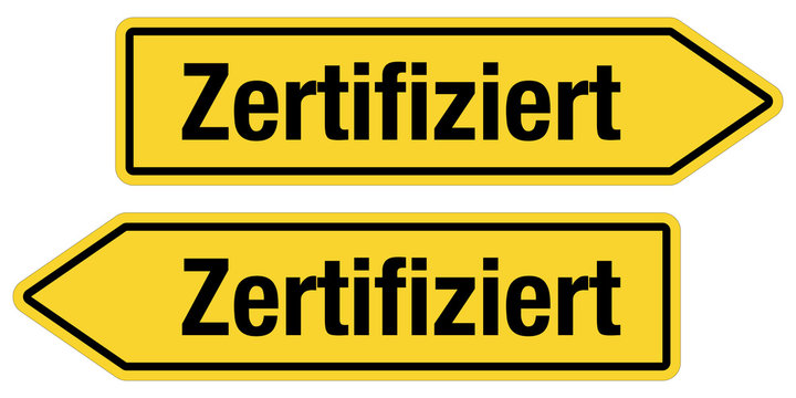 2 Pfeilschilder gelb ZERTIFIZIERT