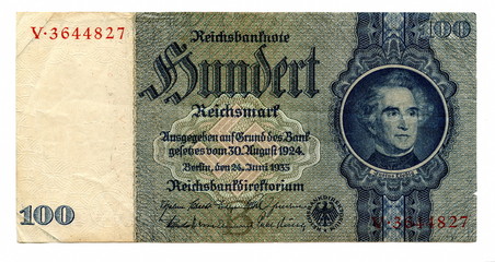 Vintage money - 100 reichsmarks (Germany)