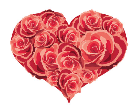 Heart of flowers, vector illustration