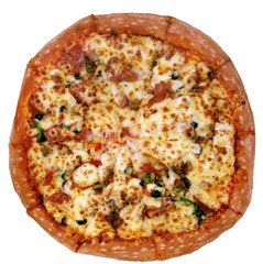 round pizza isolated on white background