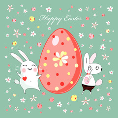 bunnies with Easter eggs