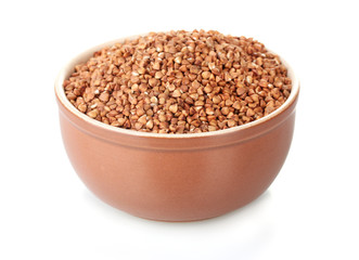Raw buckwheat isolated on white