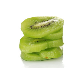 sliced ​​ripe kiwi isolated on white