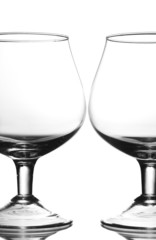 Two empty glasses isolated on white