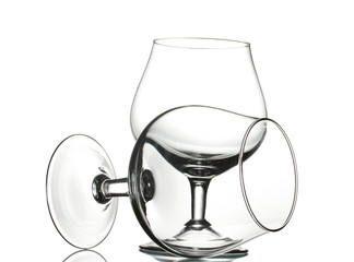Two empty glasses isolated on white