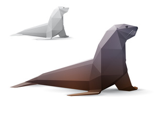 Seal stylized triangle polygonal model