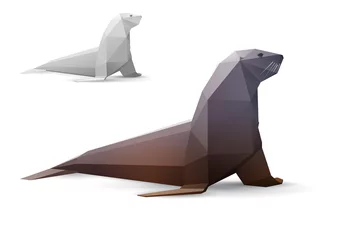 Afwasbaar Fotobehang Geometrische dieren Seal gestileerd driehoekig veelhoekig model