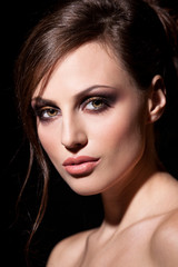 Fototapeta premium Beautiful sexy young brunette woman with perfect skin