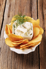 Corn chips and fresh cheese