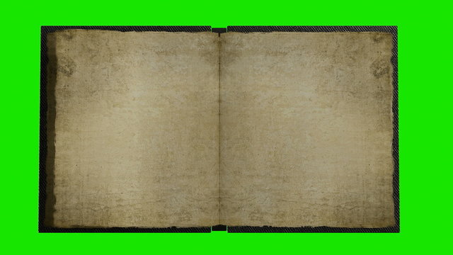 Ancient book with turning blank pages (green screen HD)