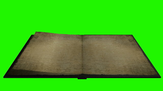 Ancient book with turning blank pages (green screen HD)