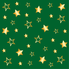 Fototapeta premium Geschenkpapier in grün mit goldene Sterne