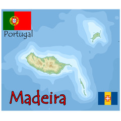 madeira island portugal map flag emblem