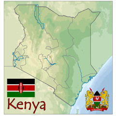 kenya africa map flag emblem