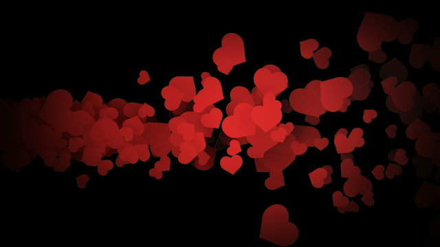 Flying red valentines hearts a background (HD, 30fps, loop)