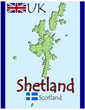 shetland uk scotland map flag emblem