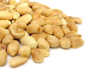 Roasted Peanuts on White Background