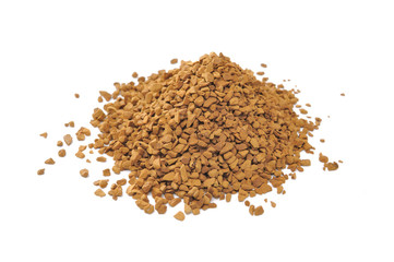 Pile of Granulated Instant Coffee Isolated on White Background