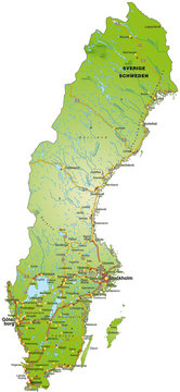 Landkarte von Schweden mit Autobahnen
