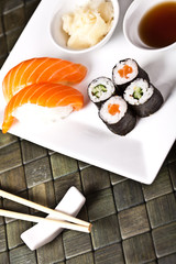 sushi plate with chopsticks