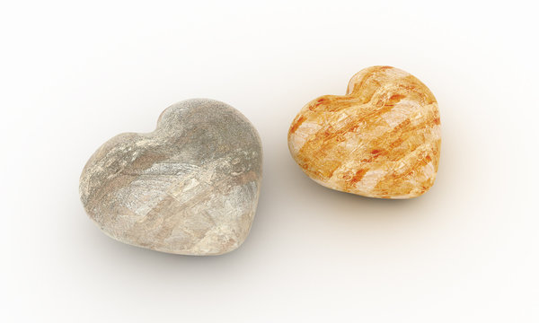 two stones in shape of hearts
