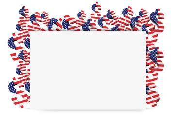 3D dollar signs in USA flag background