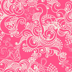 abstract vector seamless floral  pattern with swirls