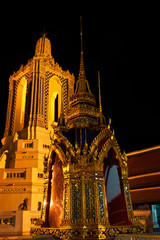 Temple of the Emerald Buddha in Bangkok Thailand, at night