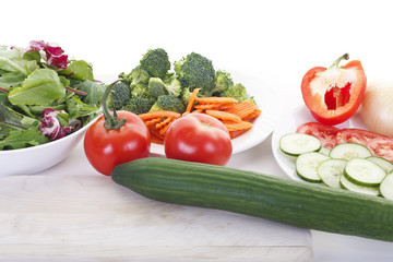 Cut and Whole Vegetables for a Salad