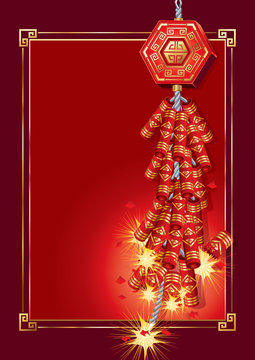 Firecrackers on Chinese New Year Card.