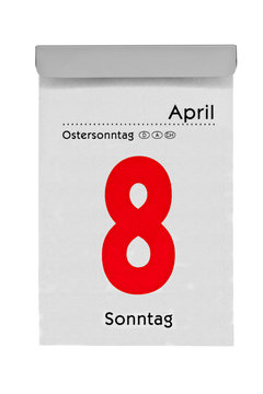 Abrei&szlig;kalender zeigt Ostersonntag